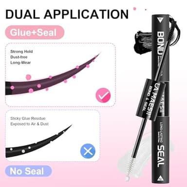 LA MAESII Lash Cluster Glue,Lash Bond and Seal Waterproof,Bond & Seal Lash Glue for Eyelash Cluster,Black Long-Lasting 72H Latex Free(10ml) - Image 4