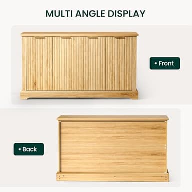 OLILAWN 55" Oak Fluted Sideboard Buffet Cabinet with Storage, Large Buffet Cabinet with 4 Doors, Wood Mid Century Modern Sideboard for Kitchen and Living Room - Image 7