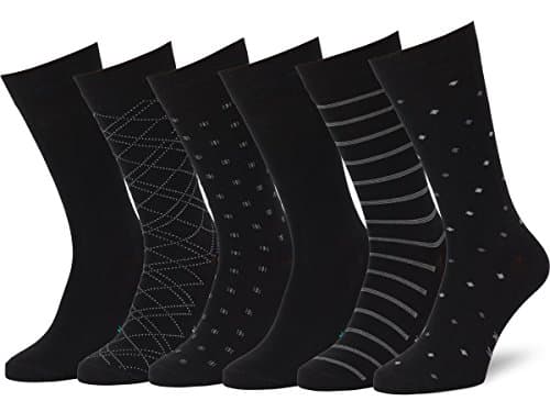 Mens Dress Socks 10-13 Black Dress Socks 9-12 6 Pack Classic Patterned Dress Socks #4-3 Men's Socks & Hosiery Size 10-13 9-12 Gifts for Men - Image 1