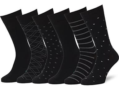 Mens Dress Socks 10-13 Black Dress Socks 9-12 6 Pack Classic Patterned Dress Socks #4-3 Men's Socks & Hosiery Size 10-13 9-12 Gifts for Men - Image 1