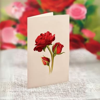 Freshcut Paper Pop Up Cards, Blooming Roses, 12 Inch Life Sized Forever Flower Bouquet 3D Popup Greeting Cards, Valentine's Day, Anniversary Card, Blank Notecard & Envelope - Image 4