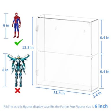 AITEE Acrylic Display Case, Clear Display Case for Funko Pop Figures, 2 Layer Wall Mounted or Desktop Dustproof Display Cabinet Shelf for Collectibles,Mini Toys,Rock, Amiibo - Image 3