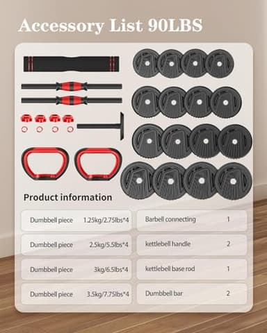 UNNMIIY Adjustable Dumbbells, 10/20/30/45/70/90lbs Free Weight Set with Connector, 4 in1 Dumbbells Set Used as Barbell, Kettlebells, Push up Stand, Fitness Exercises for Home Gym Suitable Men/Women - Image 9
