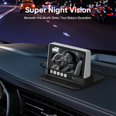 bonoch 5" 1440P Baby Car Camera - 360 Degree Rotating Wide View Backseat Rear Facing Mirror for Baby, USB Powered with Charger, Easy Setup Car Seat Monitor, Night Vision - Image 5