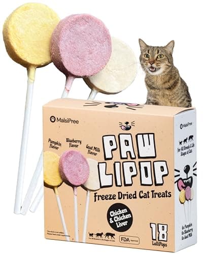 MalsiPree Cat Treats Freeze-Dried Chicken Lollipops - 18 Pack, 5.5 Cal Each - High-Protein Nutrient Rich Healthy Snacks - Interactive Cat Toy & Food Toppers - Image 1