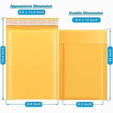 Axidou Kraft Bubble Mailers 8.5x12 Inch 200 Pack, Tear Resistant Padded Envelopes, Thick Self Sealing Bubble Envelopes, Suitable for Small Businesses, Shipping, Mailing, Packaging, Yellow - Image 2