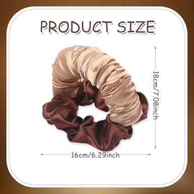 Heatless Curls Scrunchie, Brown Satin Heatless Curlers To Sleep In, Soft Sleepy Ties for Hair, Lazy Scrunchie Rollers No Heat Curls for Long Hair, Fashionable Item for Going Out and Exercise - Image 3