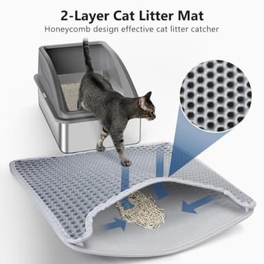 Stainless Steel Litter Box, Extra Large Litter Boxes for Big Cats, XL Metal Cat Litter Box with Lid, Anti-Urine Leakage, Non-Sticky, Include Cat Mat and Litter Scoop - Image 3
