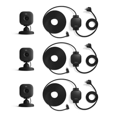 Blink Mini 2 (Newest Model) + Weather Resistant Adapter — Indoor/Outdoor Home Security & Pet Camera(s) with HD video, motion detection, and built-in spotlight — 3 cameras (Black) - Image 1