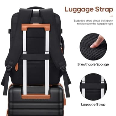 UKEIN Luggage Sets 3 Piece, Carry On Luggage 20In With Spinner Wheels,PC Hardside Suitcase Set with TSA Lock,Durable Carry On Suitcase With Travel Backpack for Men (Black, 3 piece set (20inch)) - Image 6