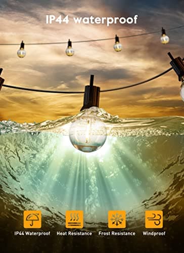 Outdoor String Lights with Remote - 58 Ft Globe Patio Lights, 4 Lighting Modes, 25 LED G40 Bulbs Waterproof Connectable Commercial Hanging Light for Backyard Party - Image 6