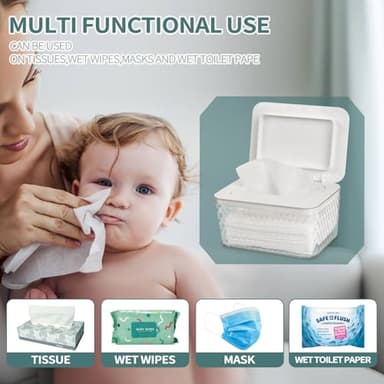 Whiidoom Wipes Dispenser, One-Handed Operation Wipe Holder for Baby & Adult, Seal-Designed Wipes Container for Bathroom Keep Diaper Wipes Fresh (White) - Image 5