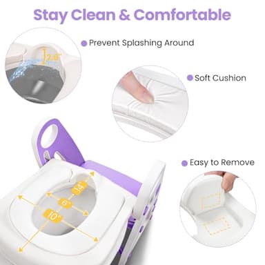 Primlect Potty Training Seat, 2-in-1 Toddler Toilet Seat with Step Stool, Ultra-Stable Potty Chair Attachment, Adjustable Seat and Step Ladder, Non-Slip Design, Splash Guard for Boys and Girls(Blue) - Image 6