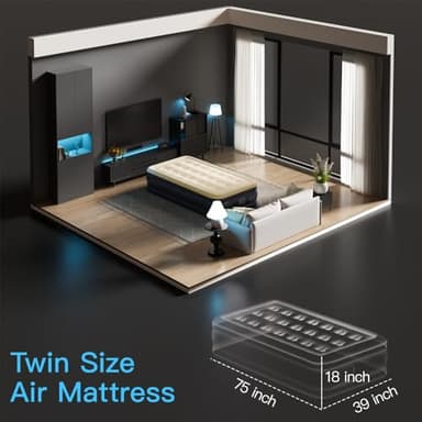 SENNOUL Twin Air Mattress with Built in Pump Raised,Upgraded Single Blow Up Bed,2 Mins Quick Self Inflatable/Deflation,18"/550lbs Max, Strong Support,No Leakage,No Odor,for Home,Guests,Camping,Travel - Image 6
