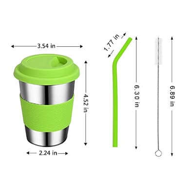 Rommeka Stainless Steel Kids Cups, 5 Pack Colorful Drinking Tumbler Sippy Cup with Silicone Lids and Straws Metal Mugs for Toddlers, Children and Adults - 12oz - Image 2
