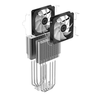 Cooler Master Hyper 620S Dual Tower CPU Air Cooler, ARGB Sync, 120mm PWM Fan, 6 Copper Direct Contact Heat Pipes, 154.9mm Tall Silver - Image 15
