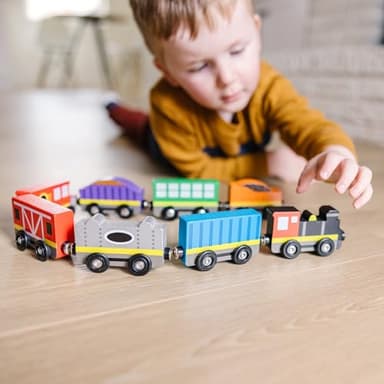 Melissa & Doug Wooden Magnetic Train Cars - 8 Piece Educational and Skill-Building Wooden Toy for Boys and Girls - Image 2