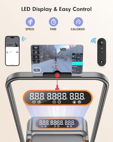 Foldable Treadmill with 8% Incline, Upgrade 3.5HP Low Noise Walking Pad Treadmill with Handle Bar, Trisomy 4 in 1 Portable Under Desk Treadmills for Home/Office, 330 Lbs Capacity, APP & Remote Control - Image 8