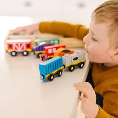 Melissa & Doug Wooden Magnetic Train Cars - 8 Piece Educational and Skill-Building Wooden Toy for Boys and Girls - Image 6