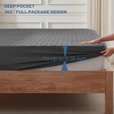 BEDLORE Waterproof Mattress Protector, Noiseless King Size Mattress Pad with Deep Pocket Fitted Up to 6-18 inches, Soft Breathable Dirt-Proof Bed Mattress Cover Washable for Bedroom, Hotel (Gray) - Image 4