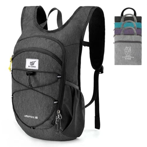 SKYSPER 15L Foldable Hiking Backpack Lightweight Packable Travel Daypack with Chest Strap Small Outdoor Folding Back Pack Collapsible Bag for Women Men (Black) - Image 1