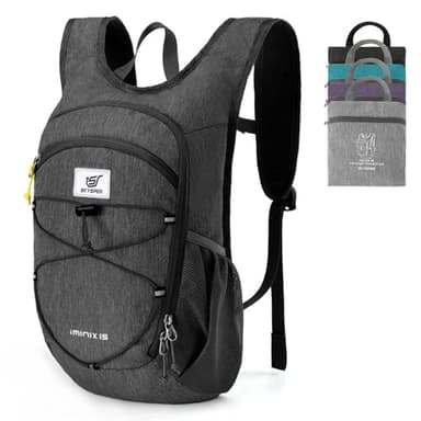 SKYSPER 15L Foldable Hiking Backpack Lightweight Packable Travel Daypack with Chest Strap Small Outdoor Folding Back Pack Collapsible Bag for Women Men (Black) - Image 1