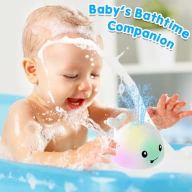 ANGGIKO Baby Bath Toys, Toddler Bath Toys for Kids Ages 1-3, Light Up Whale Bath Toy Sprinkler, Pool Water Table Infant Baby Toys 6-12-18 Months, Bathtub Fountain Toy, Toddler 1st Birthday 1 2 3 Gifts - Image 4