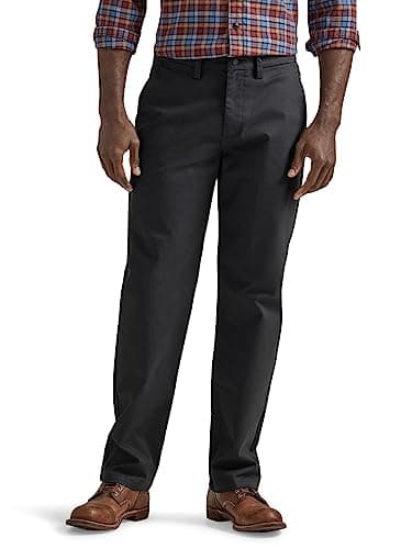 Lee Men's Flat Front Relaxed Straight Pant, Black, 38W x 34L - Image 1