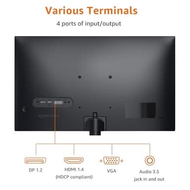Amazon Basics 24 in Monitor, FHD 1080P, Max 100Hz, VESA Compatible, Built-in Speakers, Black - Image 3