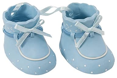 DecoSet® Blue Baby Booties Cake Decoration, 1 Piece Cake Topper, For Baby Shower, Birthday, Baby Celebration, Food Safe Molded Plastic, Post-Party Keepsake - Image 2