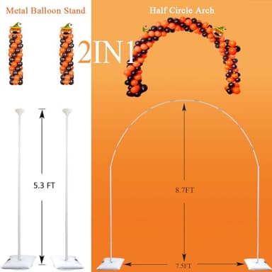 GIMCALO Balloon Arch Stand Kit, 2IN1 Metal Balloon Column Arch with Weighted Water Bag for Birthday, Graduation Ceremony, Baby Baptism, Wedding, Engagement , Various Festival Party Decoration - Image 2