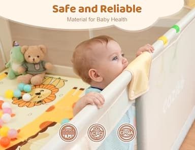 CoziBB Baby Playpen with Mat, 71" × 59" Extra Large Playpen for Toddler, Play Yard, Baby Fence Play & Sleep Area for Indoor & Outdoor - Image 4