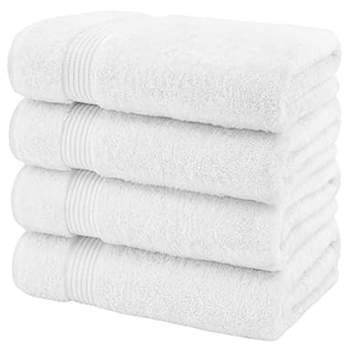 American Veteran Towel, 100% Cotton Turkish Bath Towels for Bathroom 4 Pack, 27x54 Extra Large Premium Soft Drying Bathroom Towels, White - Image 5