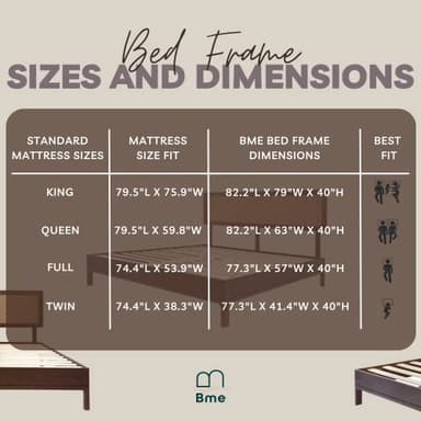 Bme Nipe Queen 14 Inch Bohemian Bed Frame with Adjustable Woven Headboard - Rustic & Vintage Unique Style with Acacia Wood - No Box Spring Needed - Easy Assembly - Walnut - Image 5