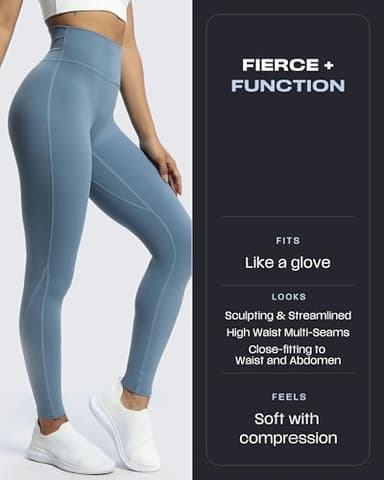 Aoxjox High Waisted Workout Leggings for Women Trinity Yoga Pants 26.5" (Steel Blue, Medium) - Image 3