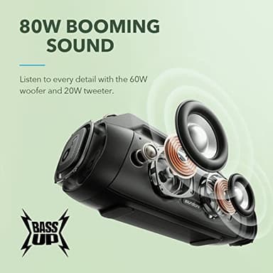 Soundcore Anker Motion Boom Plus IP67 Outdoor Speaker with 80W Stereo Sound, Black - Image 3