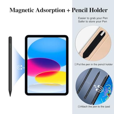 Stylus Pen for iPad11&10thGen,14Mins Faster Charge, with Pencil Holder,Palm Rejection, Tilt Sensitivity, for iPad Air11&13-inch(M3/M2), iPad Pro 11&13-inch (M4),iPad 6-11th,iPad Pro 11/12.9 inch - Image 5