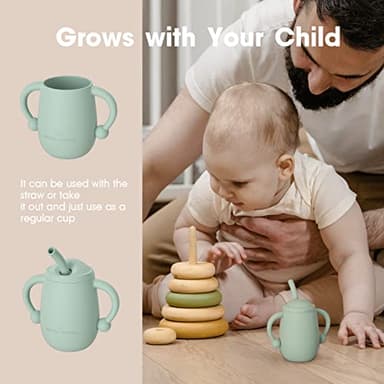 Cuddle Campus Pack of 2 Silicone Baby Training Cup, Shatterproof Toddler Sippy Cups with Straw, Open Cup for Baby, 6+ Months 4 Oz, Boothbay - Image 4