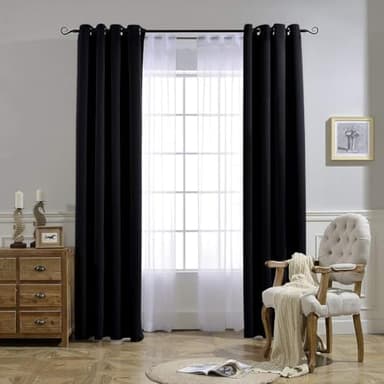 NICETOWN Halloween Black Out Curtains for Bedroom 84 inches Long - Light Reducing Thermal Insulated Solid Grommet Curtains/Panels/Drapes for Living Room (Set of 2, W52 x L84) - Image 7