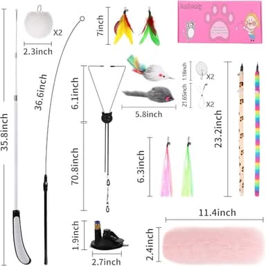 Janbenty 4-in-1 Interactive Cat Feather Toys with Durable Retractable Fishing Pole, Enhanced Suction Cup Toy, Door Hanging Teaser Toy and 11 Attachments Replacements for Bored Indoor Adult Cats - Image 6