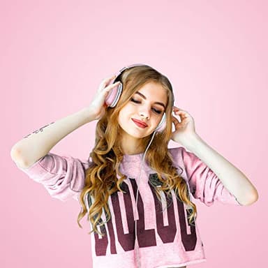 LORELEI X6 Over-Ear Headphones with Microphone, Lightweight Foldable & Portable Stereo Bass Headphones with 1.45M No-Tangle, Wired Headphones for Smartphone Tablet MP3 / 4 (Pearl Pink) - Image 6