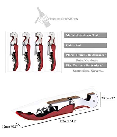Professional Waiter Corkscrew Wine Openers Set, Heavy Duty Stainless Steel Hinges Wine Key for Restaurant Waiters, Sommelier, Bartenders - Image 2