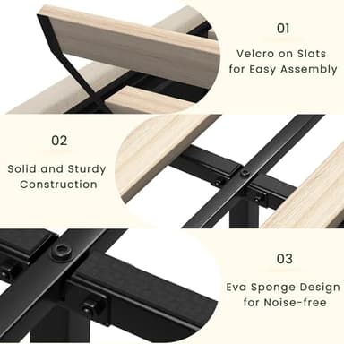 LARMACE King Size Bed Frame with 4 Storage Drawers and Tufted Headboard Linen Upholstered Platform Bed Frame with Heavy Duty Wood Slats, No Box Spring Needed, Easy Assembly, Beige - Image 6