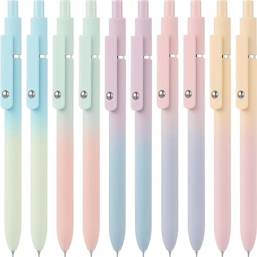 LINFANC Gel Pens, 10 pcs Medium Point 0.7mm, Gradient Color, Black Ink, Retractable Design, Aesthetic Pens for Journaling, School Supplies, Office Supplies - Image 1