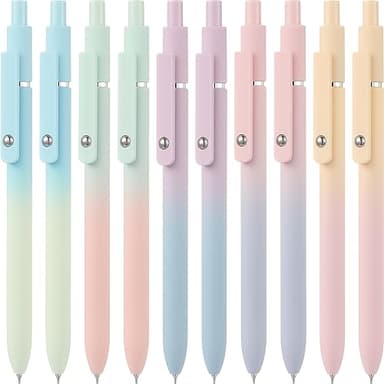 LINFANC Gel Pens, 10 pcs Medium Point 0.7mm, Gradient Color, Black Ink, Retractable Design, Aesthetic Pens for Journaling, School Supplies, Office Supplies - Image 1