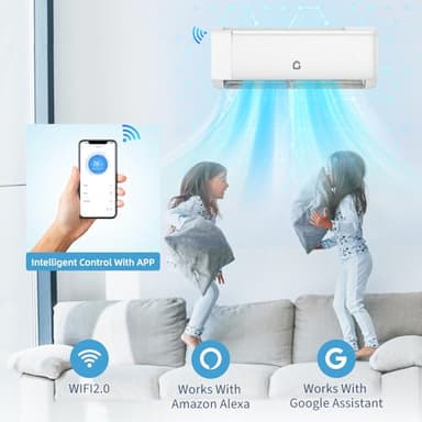 9000 BTU Mini Split Air Conditioner, 18.5 SEER2 208-230V Split Unit Ac and Heat Cool Up to 450 Sq.Ft, Ductless Air Conditioner w/Complete Installation Kit,Remote,2.0 Wifi Control,Low Noise - Image 3