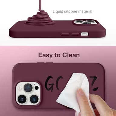 GONEZ for iPhone 14 Pro Case, Compatible with Magsafe, with Screen Protector + Camera Lens Protector, Soft Anti-Scratch Microfiber Lining, Shockproof Liquid Silicone Phone Cover, Wine Red - Image 6