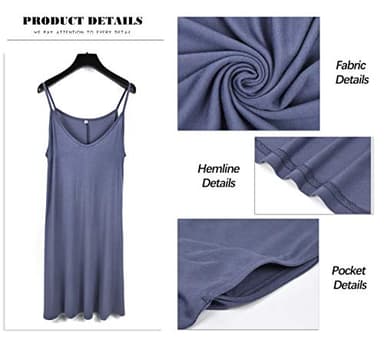 MISFAY Women's Summer Spaghetti Strap Casual Swing Tank Beach Cover Up Dress with Pockets(Purple Gray,3XL) - Image 4