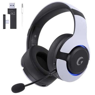 Gtheos Wireless Gaming Headset for ps5, ps4, Elden Ring, PC, Mac, Switch, Bluetooth 5.3 Gaming Headphones with Noise Canceling Microphone, 45H Battery, RGB Light, White - Image 1