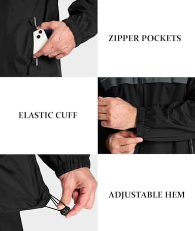 SWISSWELL Mens Rain Jacket Waterproof Windbreaker Hidden Hooded Lightweight Breathable Rain Coat for Golf Hiking Cycling - Image 5